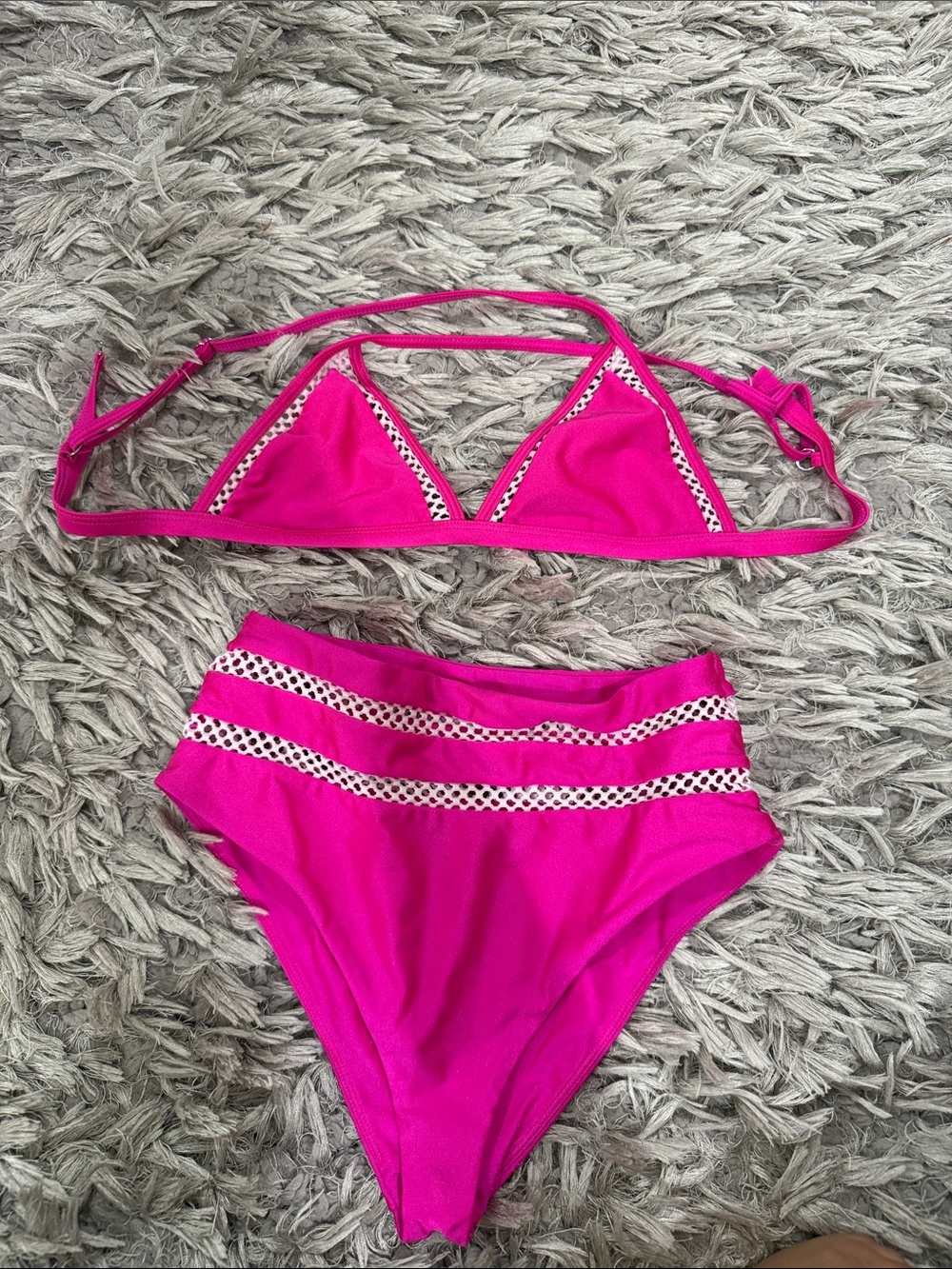Lovers + Friends Bright Hot Pink Girls' Two-Piece Swim Set with White Trim